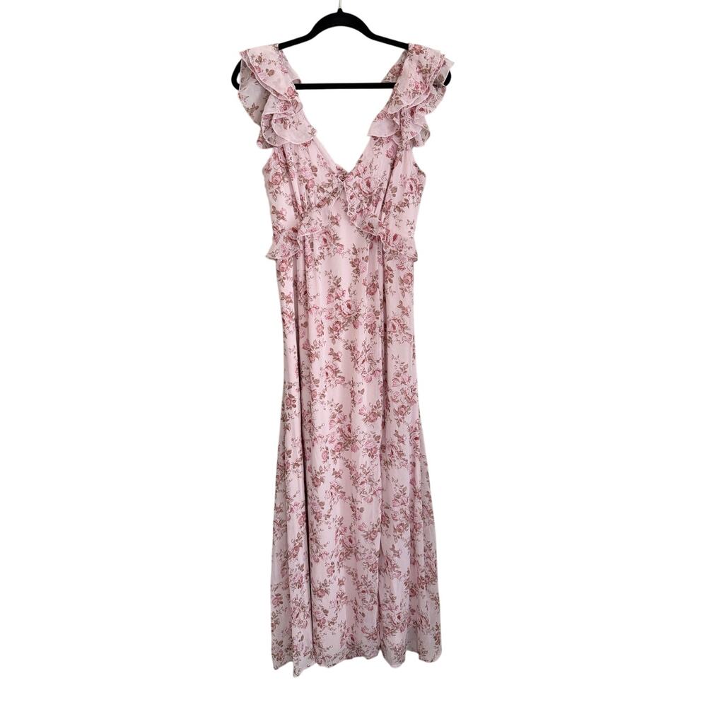 Audrey Parks Francesca's Floral Maxi Dress M Pink Cottage Feminine Romantic NWT - Picture 2 of 9